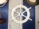 Deluxe Class White Wood and Chrome Ship Decorative Steering Wheel 18""
