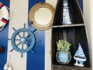 Rustic All Light Blue Decorative Ship Wheel With Palm Tree 18""