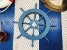 Rustic All Light Blue Decorative Ship Wheel With Sailboat 18""