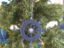 Rustic Dark Blue Decorative Ship Wheel With Seashell Christmas Tree Ornament  6""