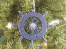 Rustic Dark Blue Decorative Ship Wheel With Seashell Christmas Tree Ornament  6""