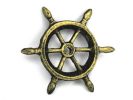 Antique Gold Cast Iron Ship Wheel Decorative Paperweight 4""