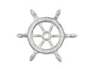 Whitewashed Cast Iron Ship Wheel Decorative Paperweight 4""