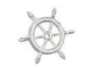 Whitewashed Cast Iron Ship Wheel Decorative Paperweight 4""