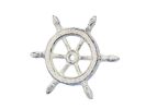 Whitewashed Cast Iron Ship Wheel Decorative Paperweight 4""