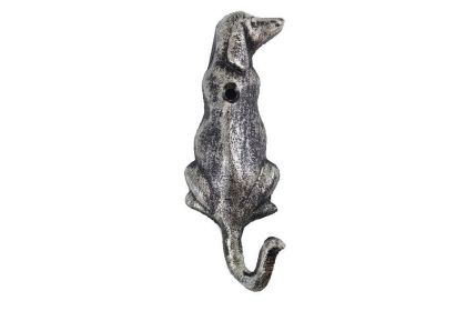 Rustic Silver Cast Iron Dog Hook 6"
