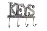 Rustic Silver Cast Iron Keys Hooks 8"