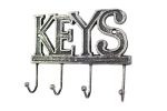Rustic Silver Cast Iron Keys Hooks 8"