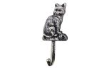 Rustic Silver Cast Iron Cat Hook 7""