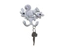 Whitewashed Cast Iron Squirrel with Acorn Decorative Double Metal Wall Hooks 8""