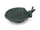Seaworn Blue Cast Iron Shell With Starfish Decorative Bowl 6""