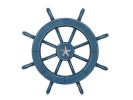 Rustic All Light Blue Decorative Ship Wheel With Starfish 18""