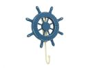 Rustic All Light Blue Decorative Ship Wheel with Hook 8"