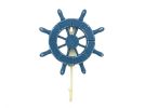 Rustic All Light Blue Decorative Ship Wheel with Hook 8"