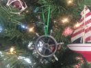Antique Silver Cast Iron Ship Wheel Decorative Christmas Ornament 4""