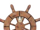 Rustic Wood Finish Decorative Ship Wheel with Hook 8"
