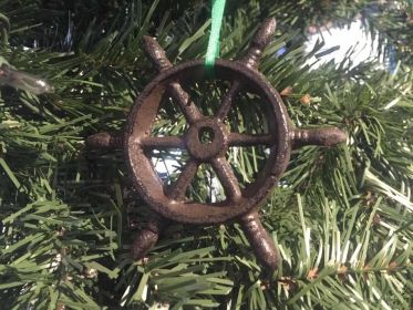 Cast Iron Ship Wheel Decorative Christmas Ornament 4""