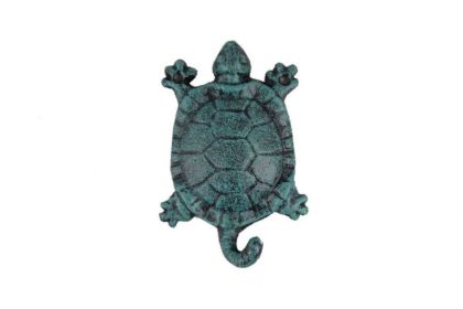 Seaworn Blue Cast Iron Turtle Key Hook 6""