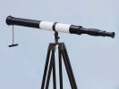 Admirals Floor Standing Oil Rubbed Bronze-White Leather with Black Stand Telescope 60""