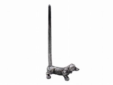 Rustic Silver Cast Iron Dog Extra Toilet Paper Stand 12""