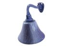 Rustic Dark Blue Cast Iron Hanging Ship's Bell 6""