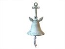 Whitewashed Cast Iron Wall Hanging Anchor Bell 8""