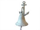 Whitewashed Cast Iron Wall Hanging Anchor Bell 8""