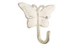 Whitewashed Cast Iron Butterfly Hook 6""