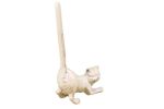 Whitewashed Cast Iron Cat Extra Toilet Paper Stand 10""