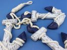 Wooden Rustic Decorative Blue Triple Anchor Set 7""