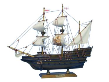 Wooden Elizabethan Galleon Tall Model Ship 14""