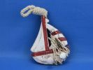 Wooden Rustic Red Decorative Sailboat/Anchor Wall Accent w/ Hook Set 6""