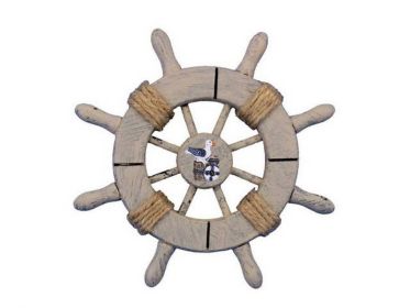 Rustic Decorative Ship Wheel With Seagull 6"