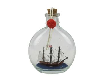 Mayflower Model Ship in a Glass Bottle 4"
