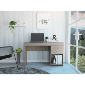 Austin Writing Computer Desk; Two Drawers; One Cabinet (Color: Light Gray)