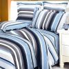 Blancho Bedding - [Blue Purple Stripes] 100% Cotton 7PC Bed In A Bag (Queen Size)