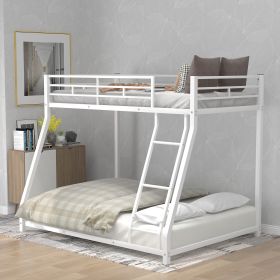 Metal Floor Bunk Bed, Twin over Full (Color: White)