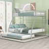 Twin over Full Bed with Sturdy Steel Frame, Bunk Bed with Twin Size Trundle, Two-Side Ladders