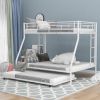 Twin over Full Bed with Sturdy Steel Frame, Bunk Bed with Twin Size Trundle, Two-Side Ladders