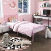 Twin Size Metal Platform Bed with Bowknot Headboards Easy Assembly (Mattress Not Included), Black