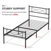 Twin Size Metal Platform Bed with Bowknot Headboards Easy Assembly (Mattress Not Included), Black
