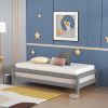 Solid Platform Bed Twin Size;  2 Twin Wood Bed Guest Bed Stackable Bed