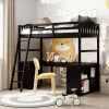 Twin size Loft Bed with Drawers;  Cabinet;  Shelves and Desk;  Wooden Loft Bed with Desk
