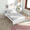 Full Size Wood Platform Bed Frame with Headboard