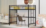 Twin Metal Loft Bed with Desk and Metal Grid