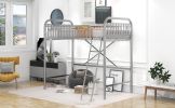 Twin Size Metal Loft Bed;  No Box Spring Needed