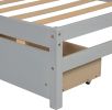 Betterhood Twin Platform Bed Frame with 2 Storage Drawers;  Wood Twin Bed Frames for Kids Toddler Girls Boys;  10 Slats Support;  No Box Spring Needed
