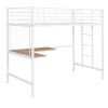 Twin Metal Loft Bed with Desk and Metal Grid