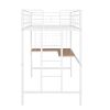 Twin Metal Loft Bed with Desk and Metal Grid