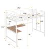 Twin Metal Loft Bed with Desk and Metal Grid